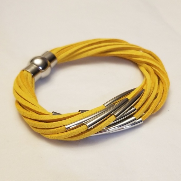 Jewelry - Multi Strand Bracelet Mustard And Silver